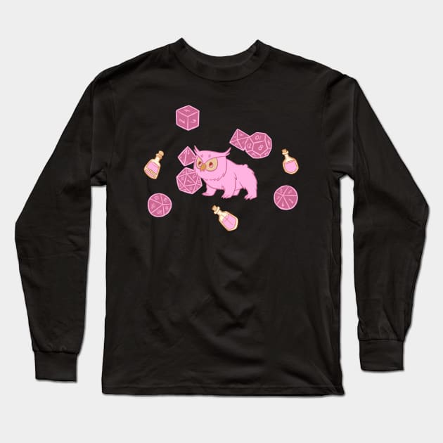 Owlbear with Potions and Dice Long Sleeve T-Shirt by Carabara Designs